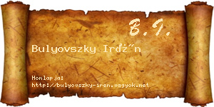Bulyovszky Irén névjegykártya